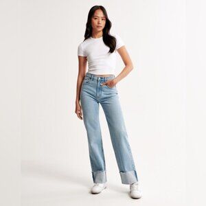 Abercrombie and Fitch High Rise 90s Relaxed Jean Rolled Cuff Size 18 NWT Baggy